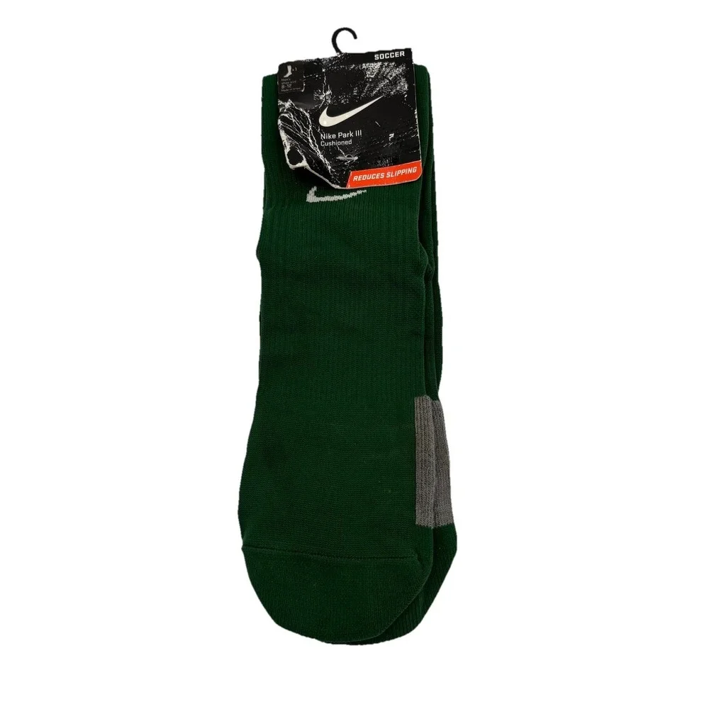 NEW Nike Soccer Men 8-12 Large‎ Green Cushioned Knee High Sock Classic Ribbed